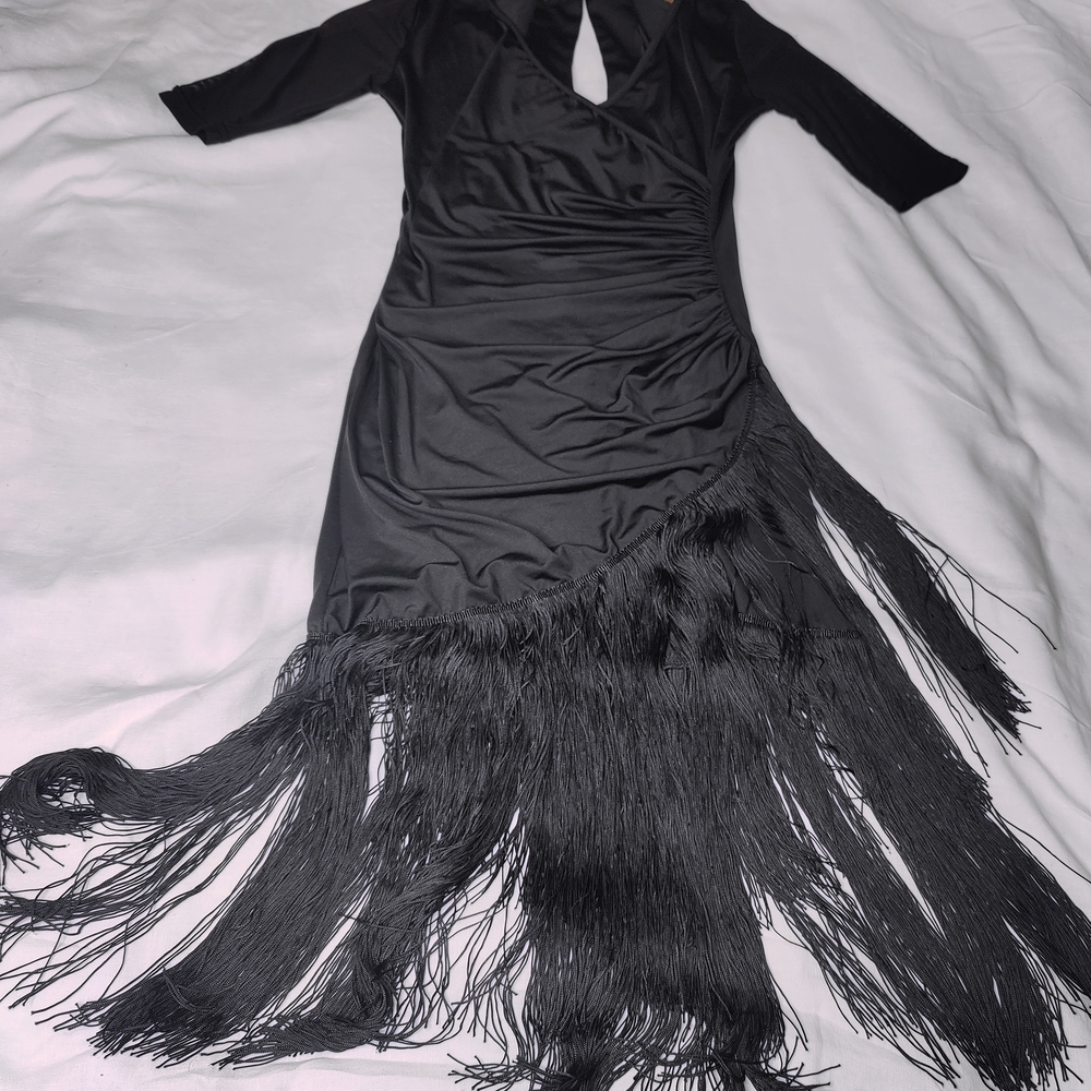 Elegant Black Fringe Dress